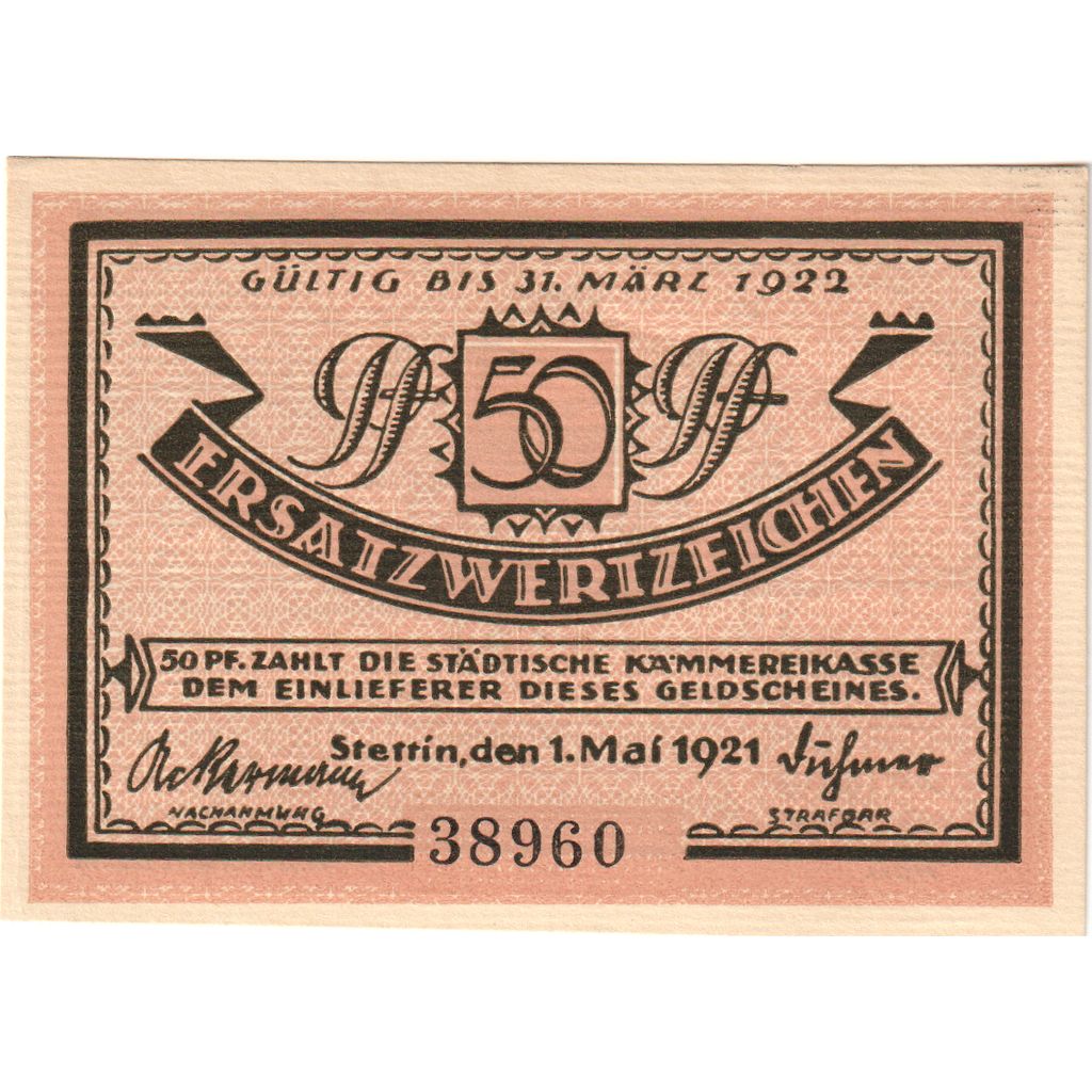 Duitsland, Stettin, 50 Pfennig, 1921-05-01, SPL