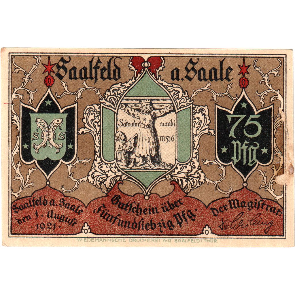 Duitsland, Saalfeld, 75 Pfennig, 1921-08-01, SUP