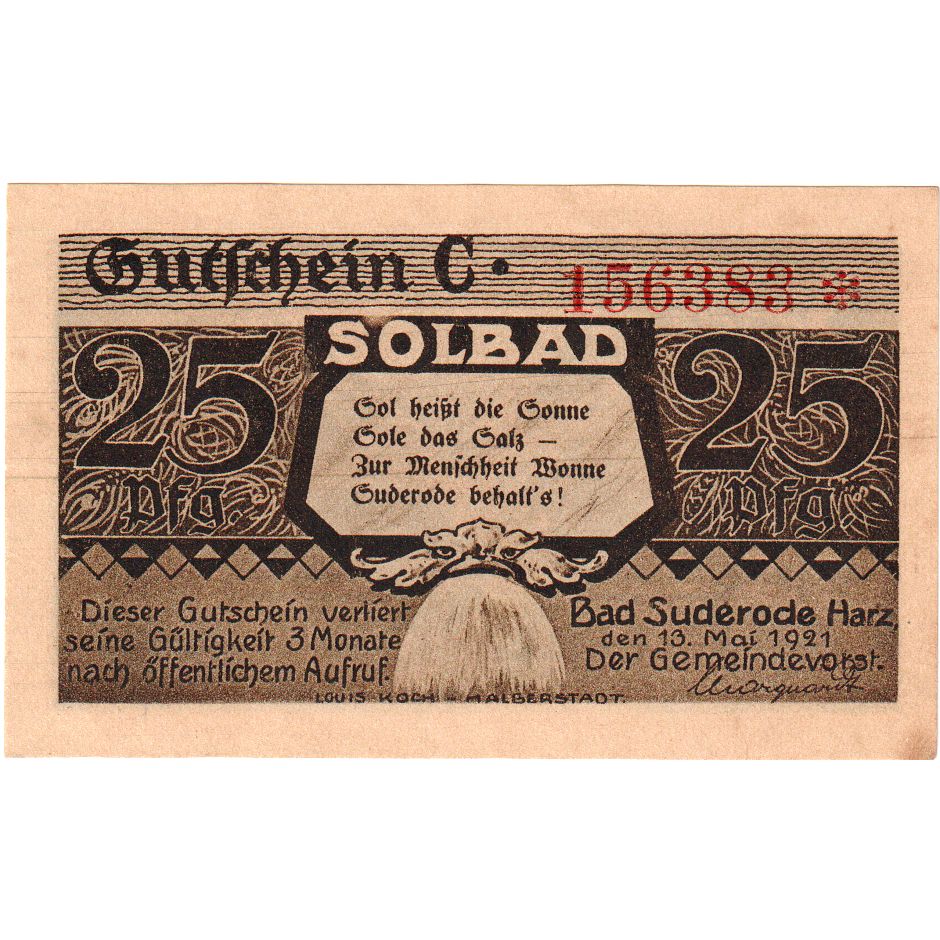 Duitsland, Bad Suderode Harz, 25 Pfennig, 1921-05-13, SUP