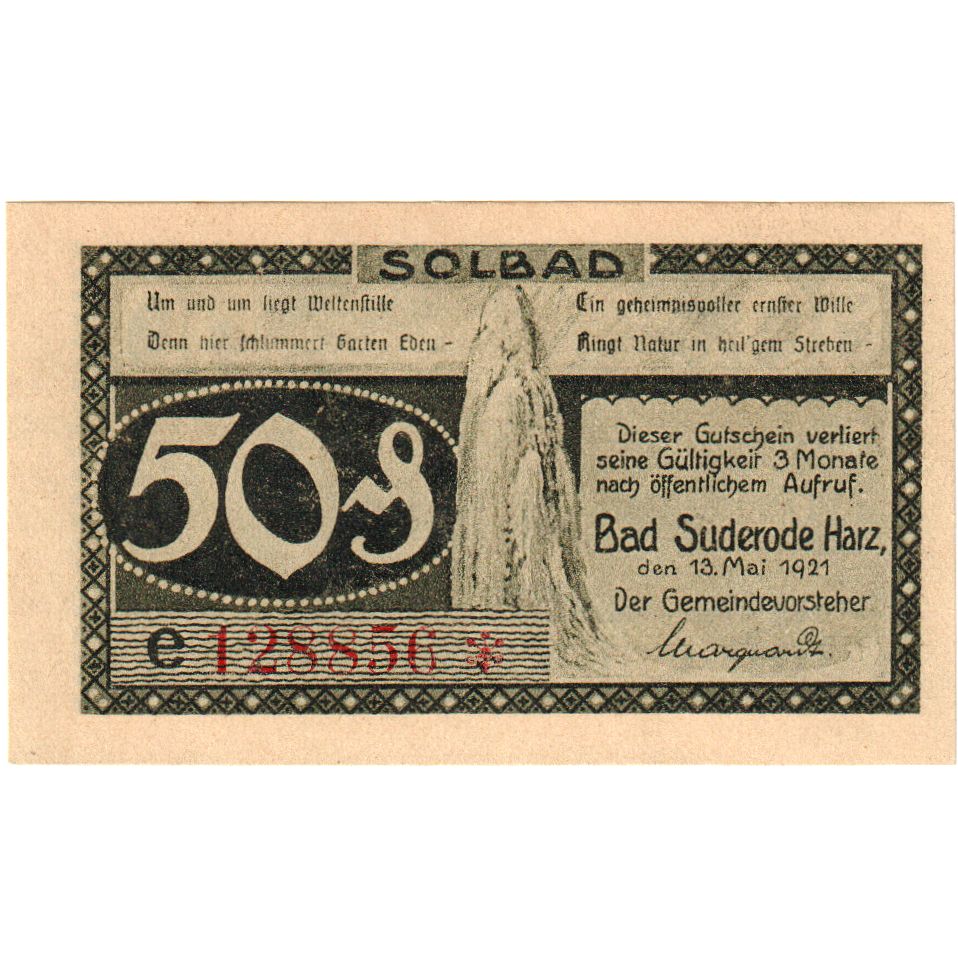 Duitsland, Bad Suderode Harz, 50 Pfennig, 1921-05-13, SPL