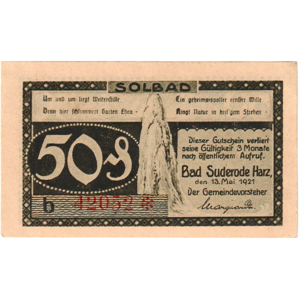 Duitsland, Bad Suderode Harz, 50 Pfennig, 1921-05-13, SPL