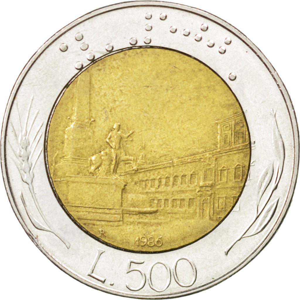 Coin, Italy, 500 Lire, 1986, Rome, EF(40-45), Bi-Metallic, KM:111