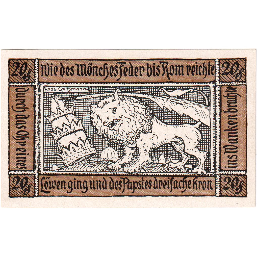 Niemcy, Schweinitz, 20 Pfennig, 1921-06-01, UNC(63)
