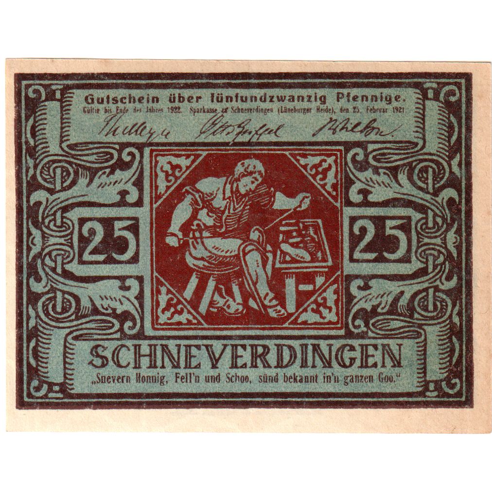 Niemcy, Schneverdingen, 25 Pfennig, 1921-02-25, UNC(63)