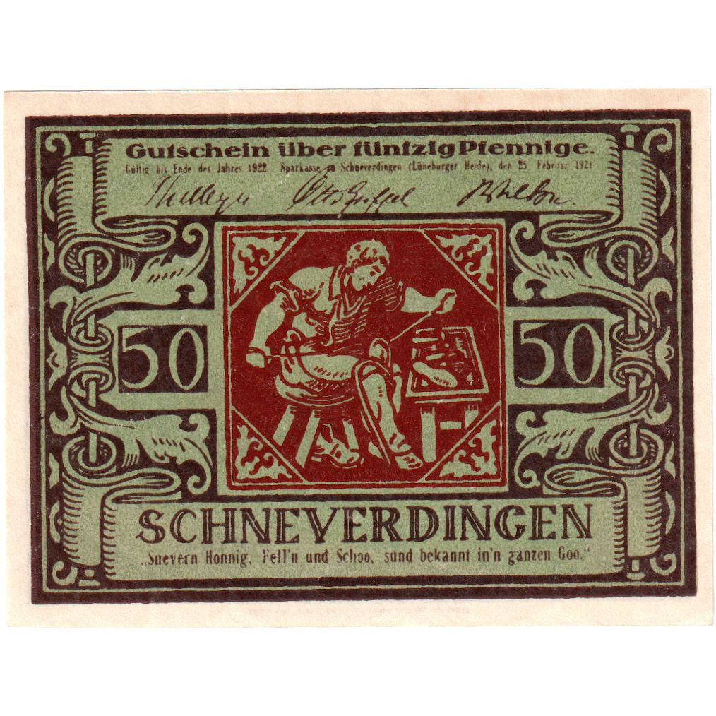 Niemcy, Schneverdingen, 50 Pfennig, 1921-02-15, UNC(63)