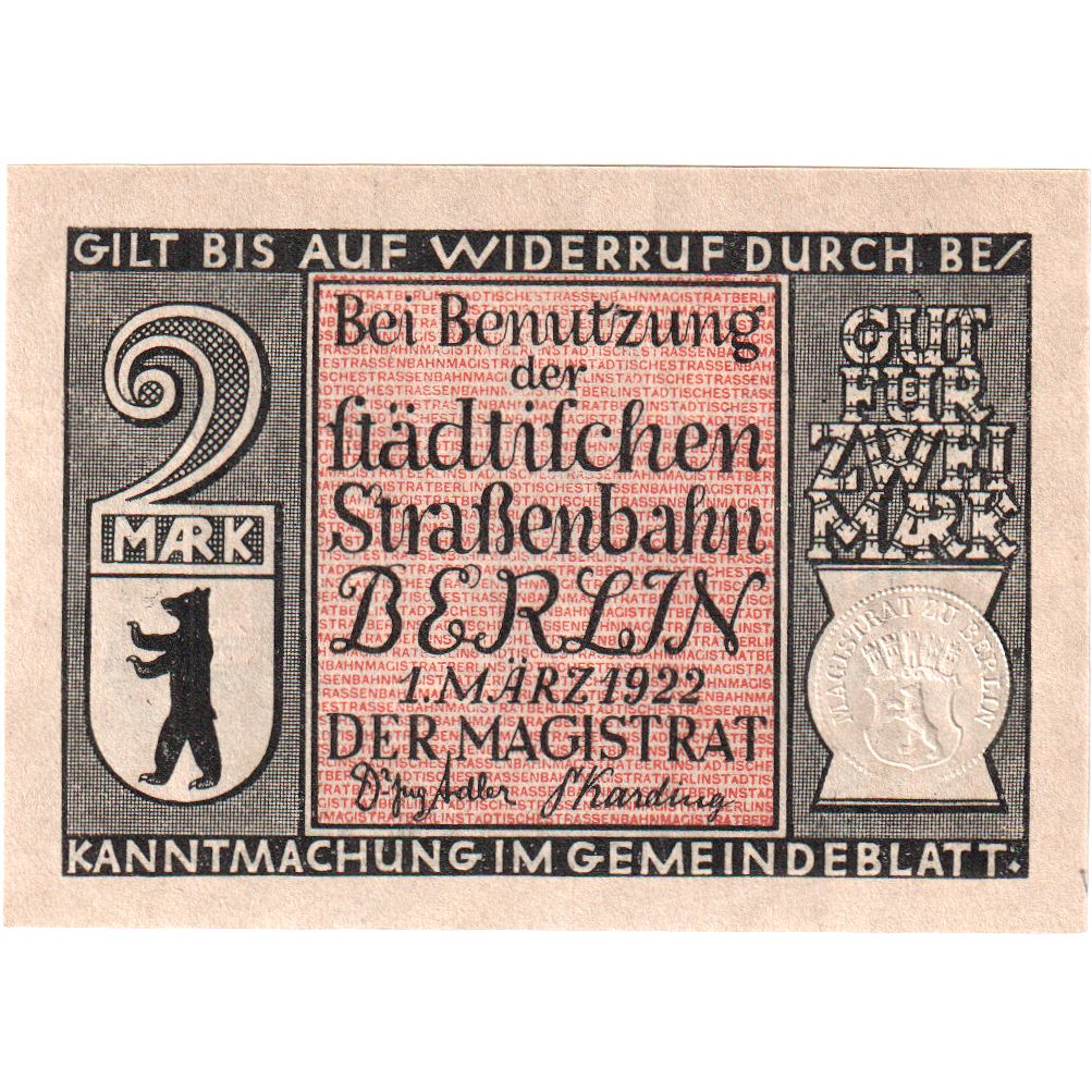 Niemcy, Berlin, 2 Mark, 1922-03-01, UNC(63)