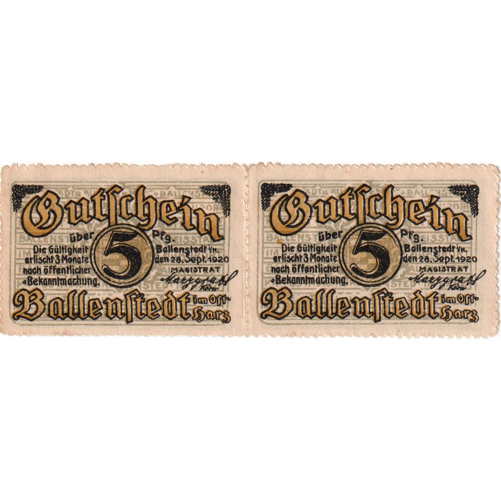 Niemcy, Ballenstedt, 10 Pfennig, 1920-09-28, UNC(63)