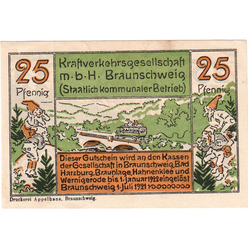 Duitsland, Braunschweig, 25 Pfennig, 1921-07-01, SPL