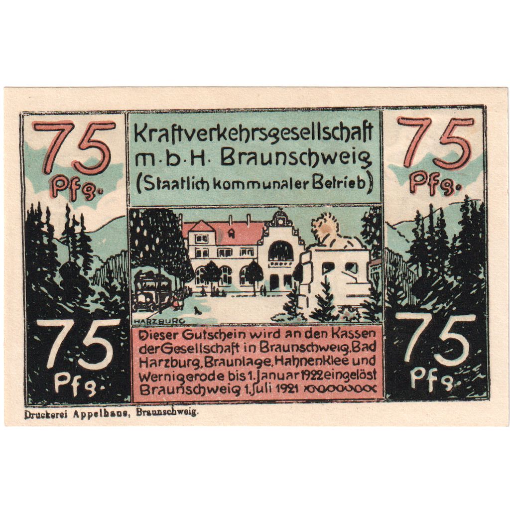 Duitsland, Braunschweig, 75 Pfennig, 1921-07-01, SPL