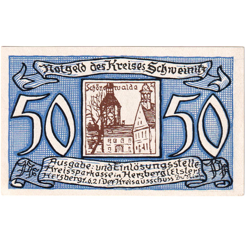 Deutschland, Schweinitz, 50 Pfennig, 1921-06-01, UNZ-