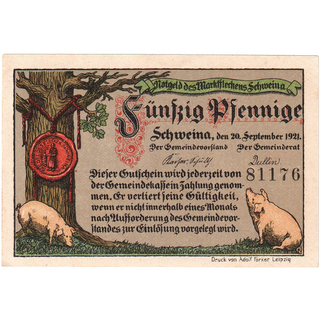 Deutschland, Schweina, 50 Pfennig, 1921-09-20, UNZ-