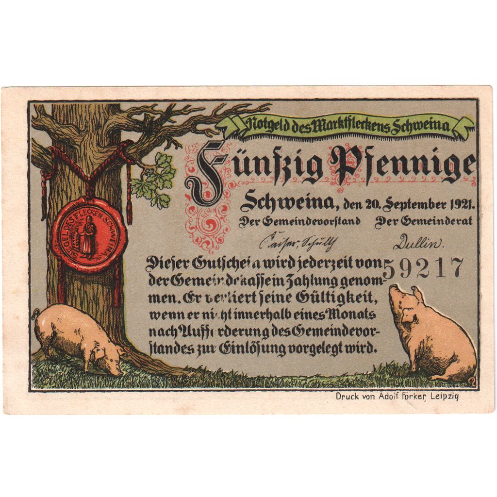 Deutschland, Schweina, 50 Pfennig, 1921-09-20, UNZ-