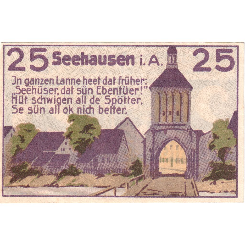 Niemcy, Seehausen i Altmark, 25 Pfennig, 1921-02-05, UNC(63)