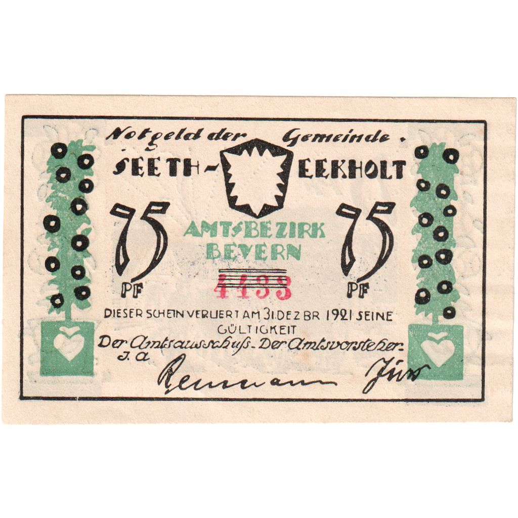 Niemcy, Seeth-Eekholt, 75 Pfennig, 1921-12-31, UNC(63)