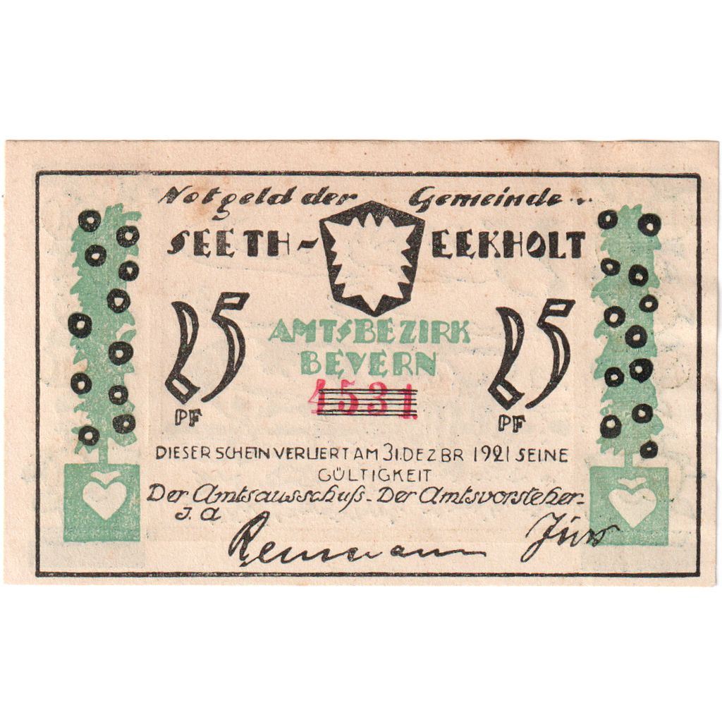 Niemcy, Seeth-Eekholt, 25 Pfennig, 1921-12-31, AU(55-58)