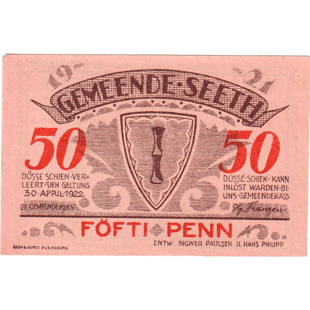 Niemcy, Seeth, 50 Pfennig, 1922-04-30, UNC(63)