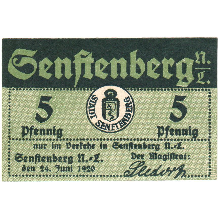 Niemcy, Senftenberg, 5 Pfennig, 1920-06-24, UNC(63)