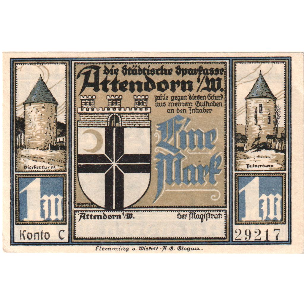 Allemagne, Attendorn, 1 Mark, SPL