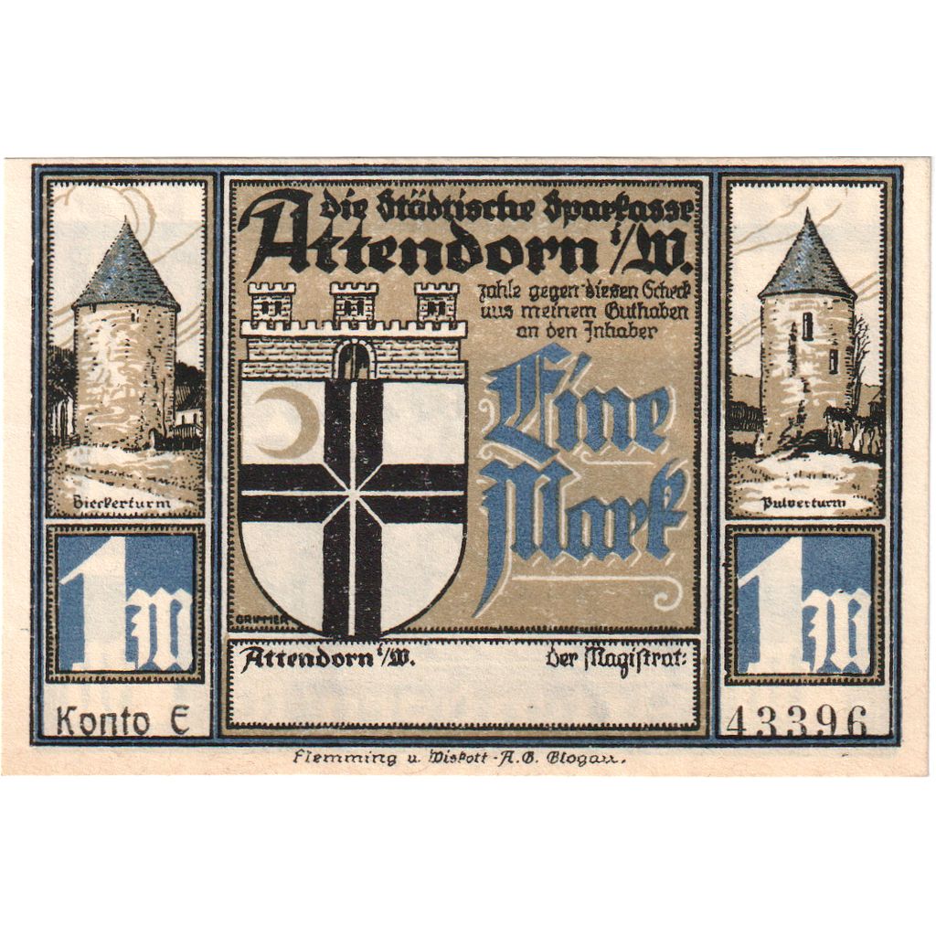 Deutschland, Attendorn, 1 Mark, UNZ-