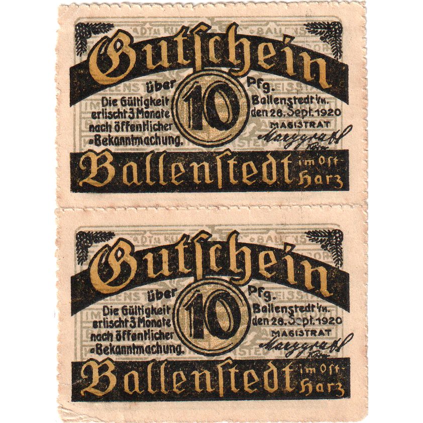 Germany, Ballenstedt, 20 Pfennig, 1920-09-28, AU(50-53)
