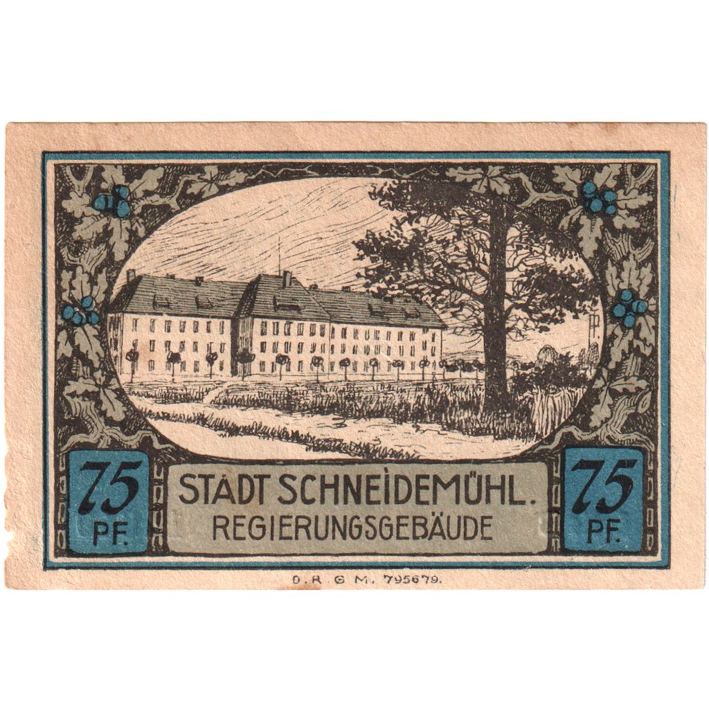 Allemagne, Schneidemuhl, 75 Pfennig, TTB