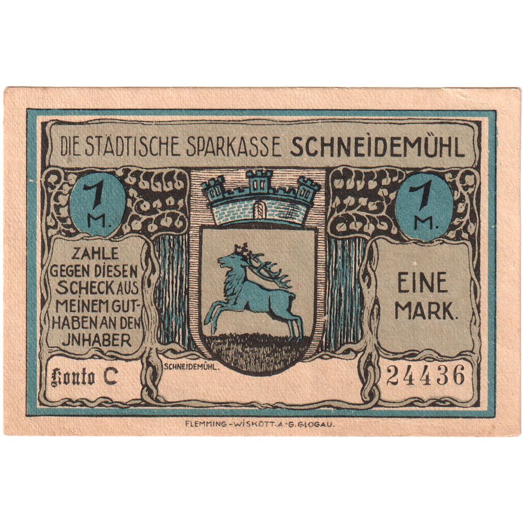 Niemcy, Schneidemuhl, 1 Mark, AU(55-58)