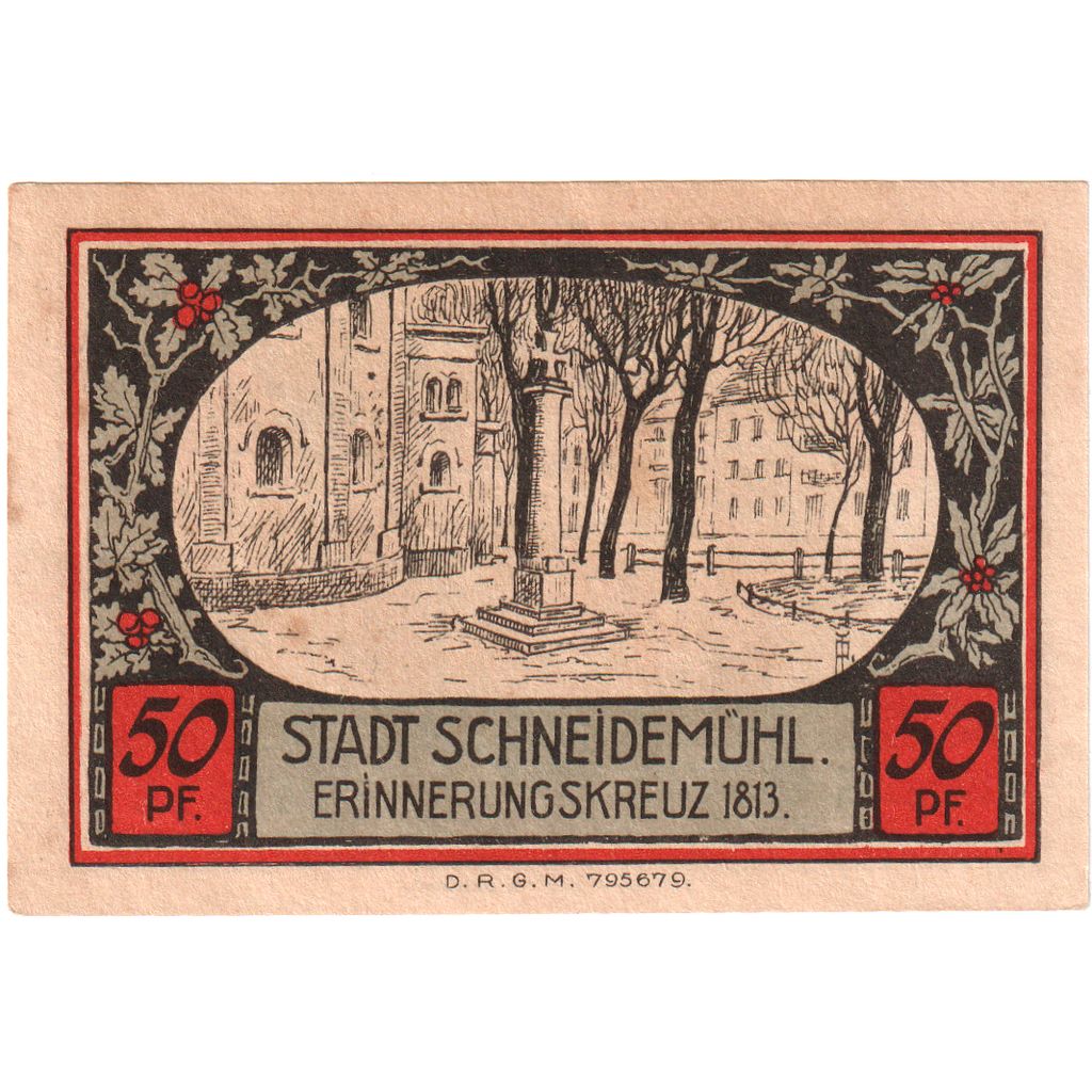 Allemagne, Schneidemuhl, 50 Pfennig, SUP