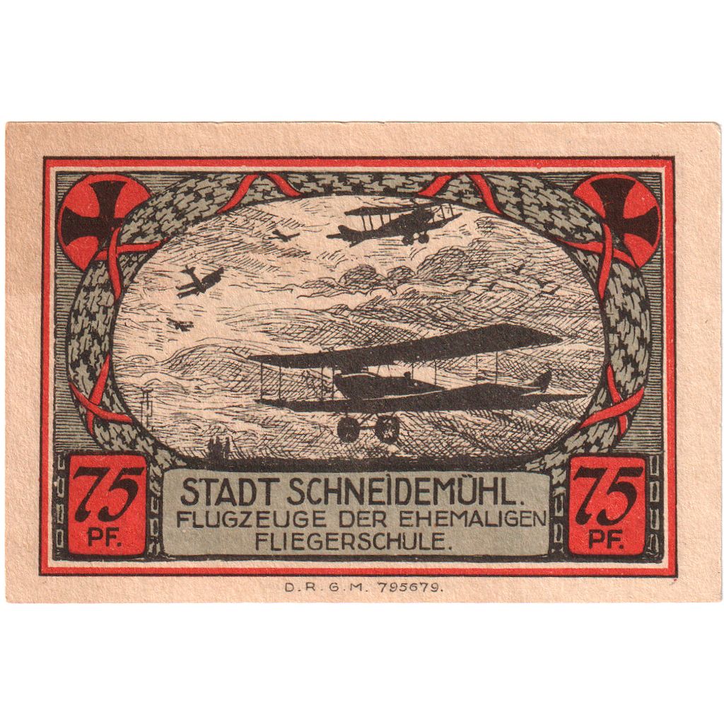 Niemcy, Schneidemuhl, 75 Pfennig, UNC(63)