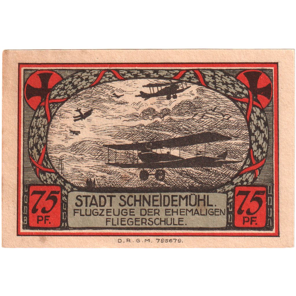 Niemcy, Schneidemuhl, 75 Pfennig, AU(50-53)