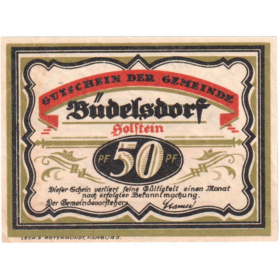 Allemagne, Büdelsdorf, 50 Pfennig, SPL