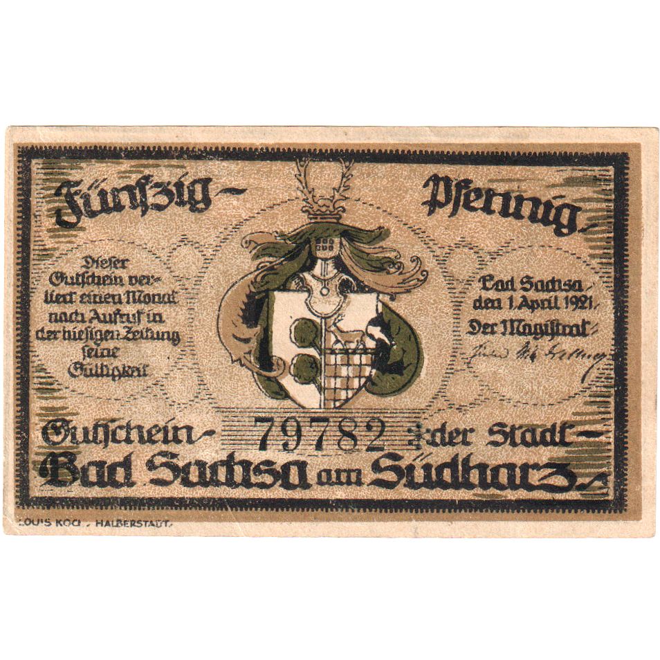 Niemcy, Bad Sachsa am Sudharz, 50 Pfennig, 1921-04-01, UNC(63)