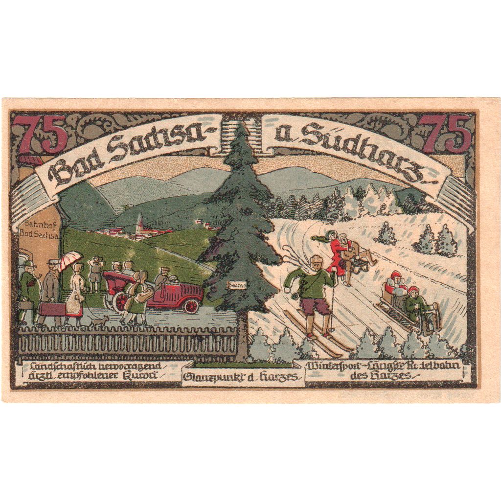 Deutschland, Bad Sachsa am Sudharz, 75 Pfennig, 1921-04-01, UNZ-