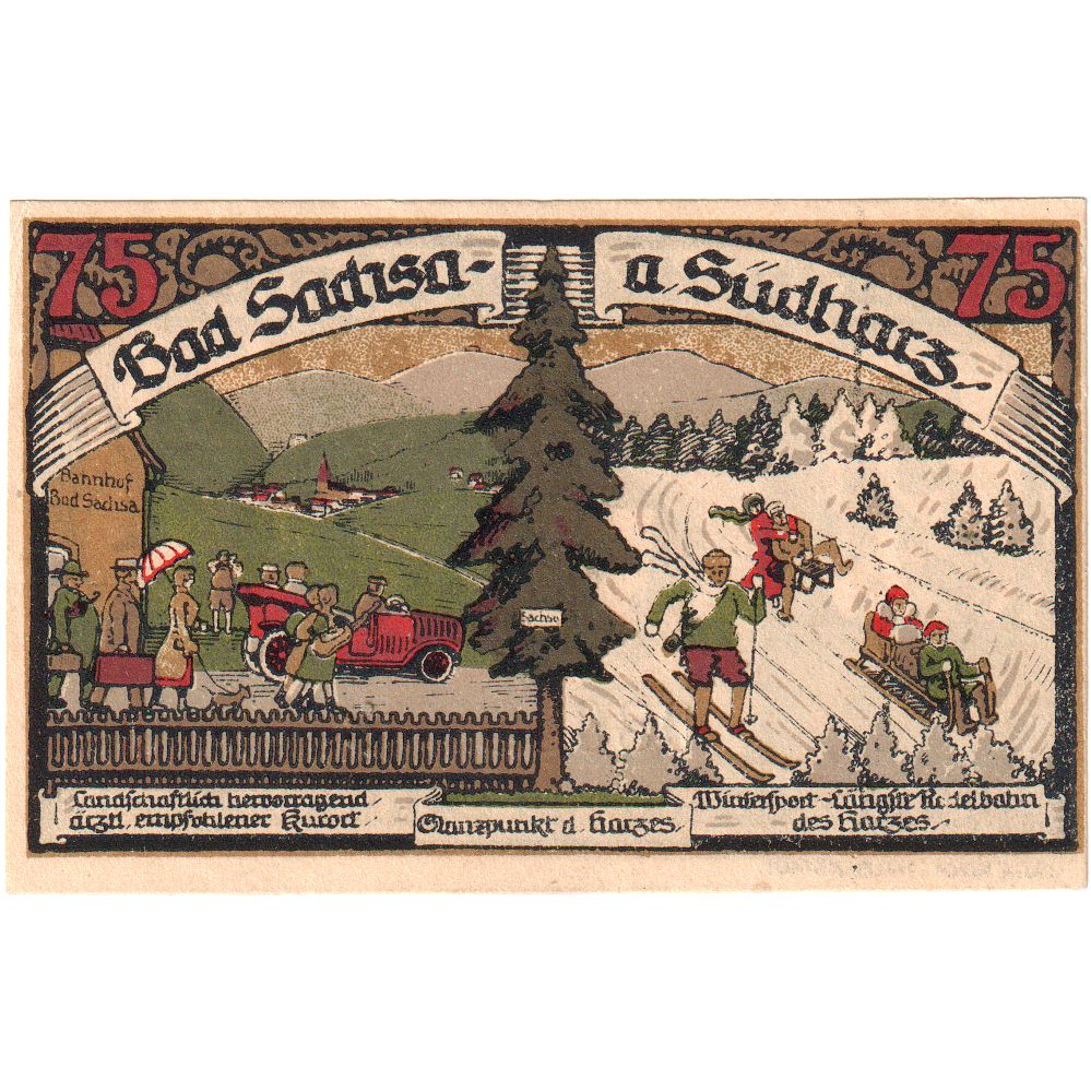 Niemcy, Bad Sachsa am Sudharz, 75 Pfennig, 1921-04-01, UNC(63)