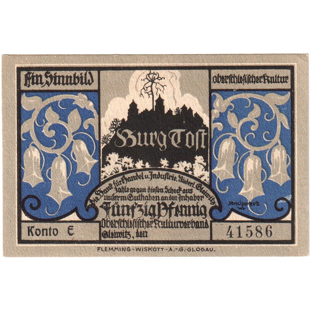 Deutschland, Gleiwitz, 50 Pfennig, VZ