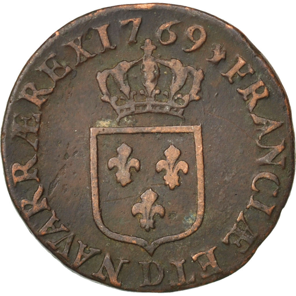 Coin, France, Louis XV, Demi sol à la vieille tête, 1/2 Sol, 1769, Lyon