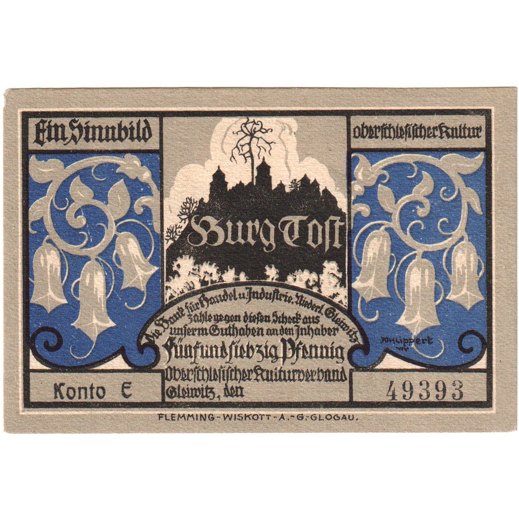 Allemagne, Gleiwitz, 75 Pfennig, SPL