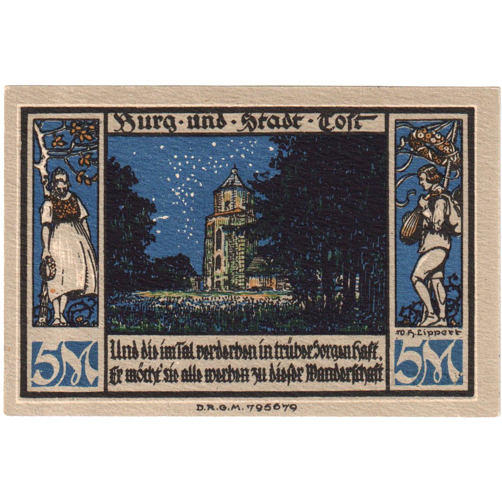 Niemcy, Gleiwitz, 5 Mark, UNC(63)