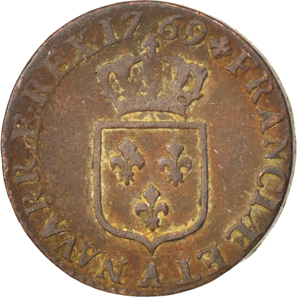 Moneda, Francia, Louis XV, Demi sol à la vieille tête, 1/2 Sol, 1769, Paris