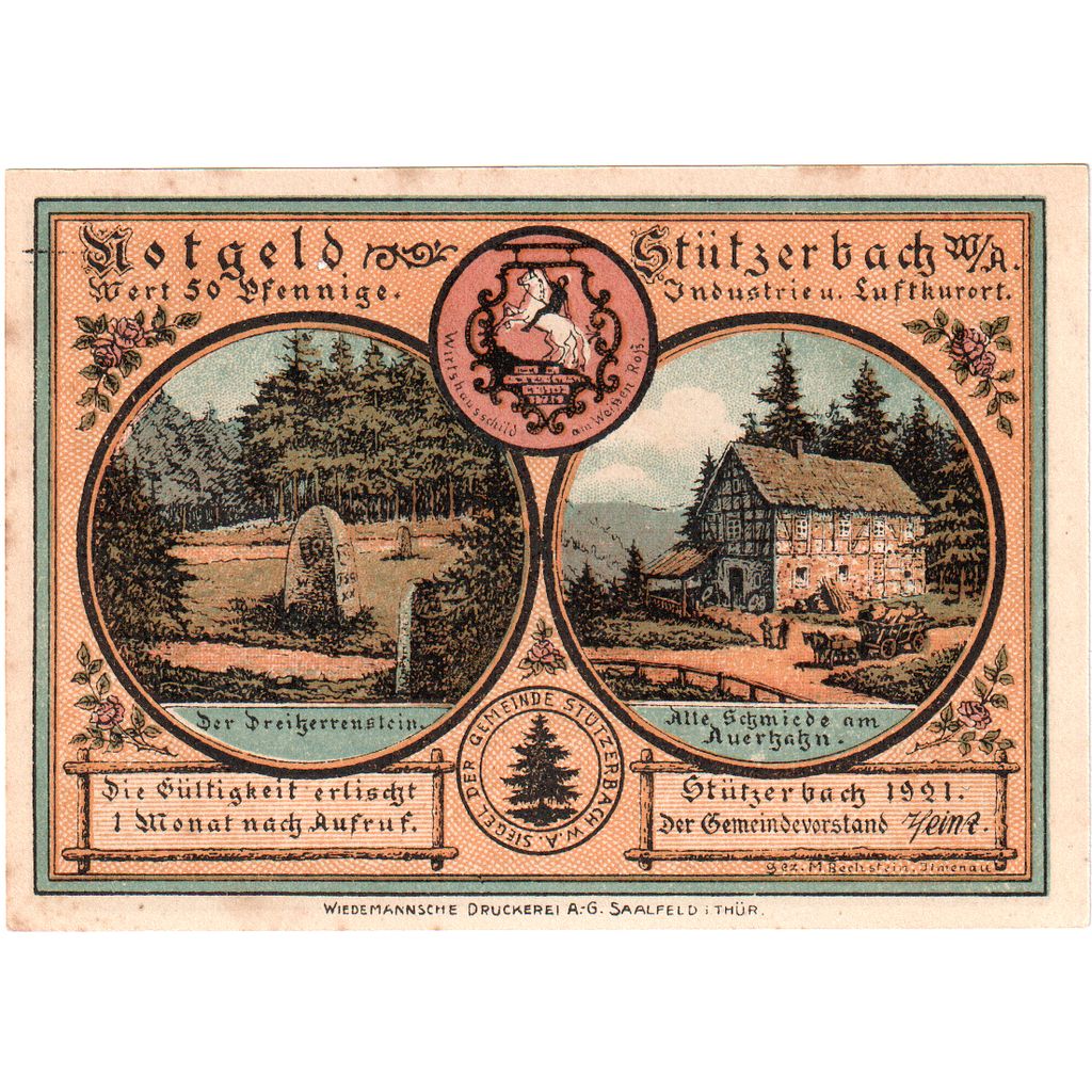 Niemcy, Stützerbach, 50 Pfennig, EF(40-45)