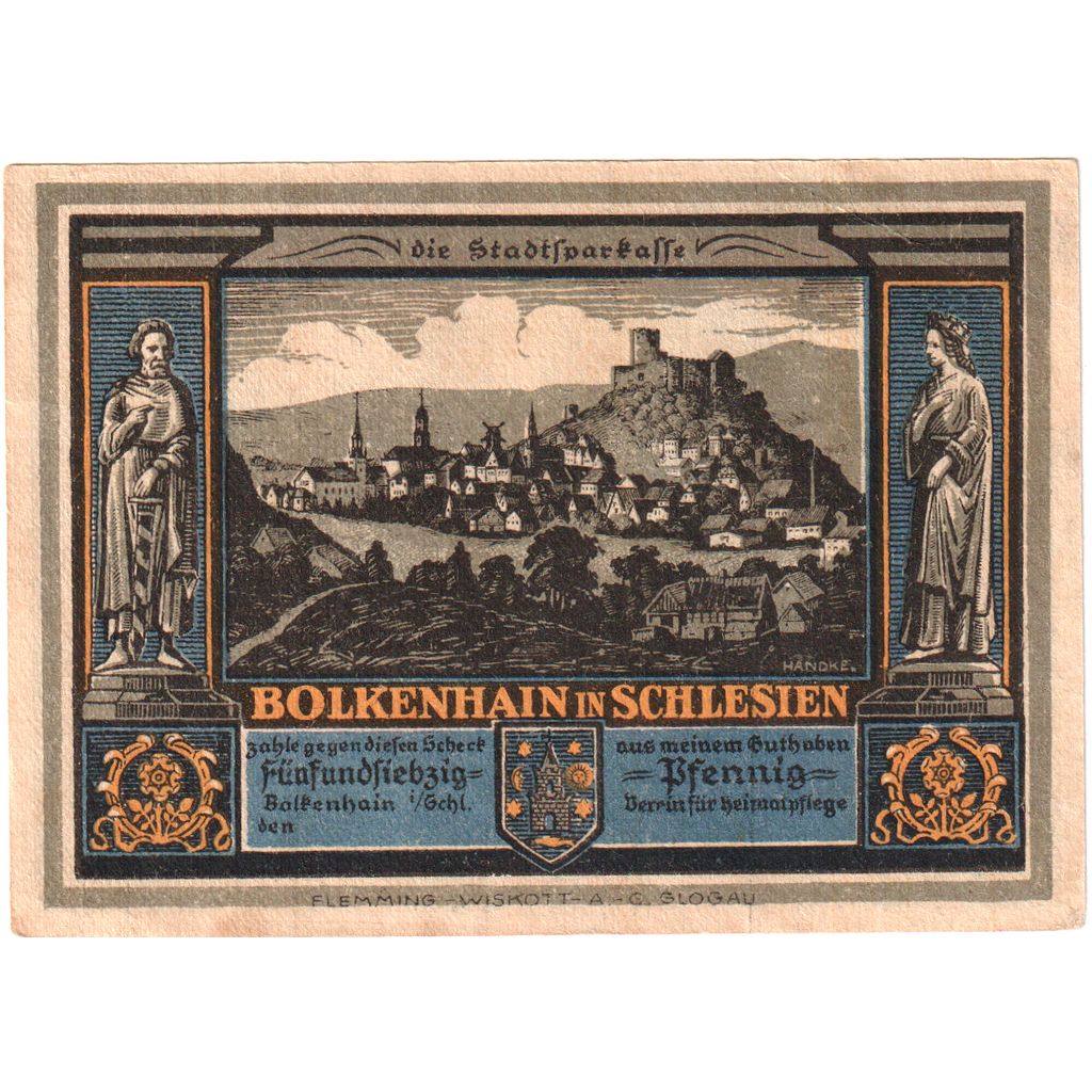 Niemcy, Bolkenhain in Schlesien, 75 Pfennig, UNC(63)