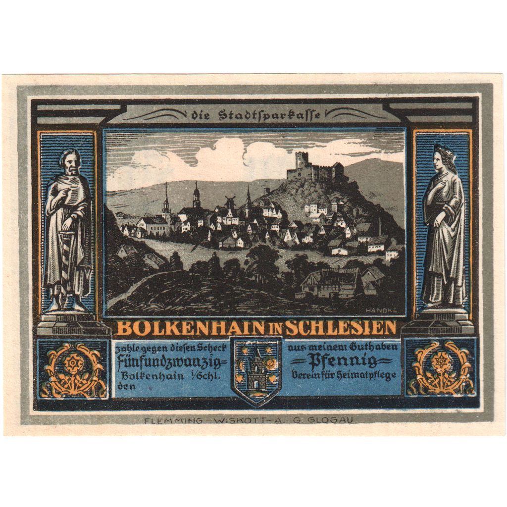 Niemcy, Bolkenhain in Schlesien, 25 Pfennig, UNC(63)