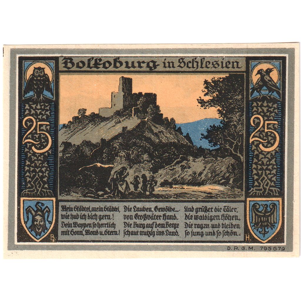 Niemcy, Bolkenhain in Schlesien, 25 Pfennig, UNC(63)