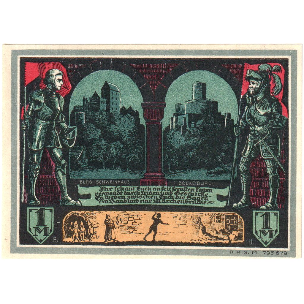 Niemcy, Bolkenhain in Schlesien, 1 Mark, UNC(63)