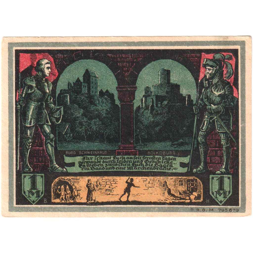 Niemcy, Bolkenhain in Schlesien, 1 Mark, UNC(63)