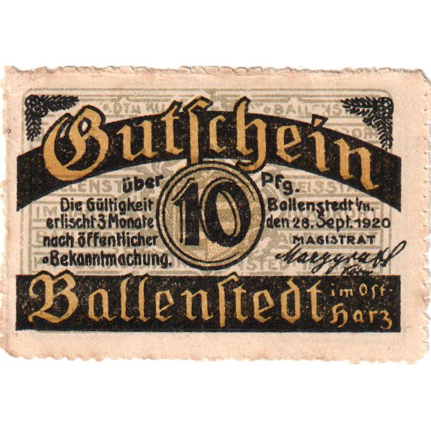 Niemcy, Ballenstedt, 10 Pfennig, 1920-09-28, EF(40-45)