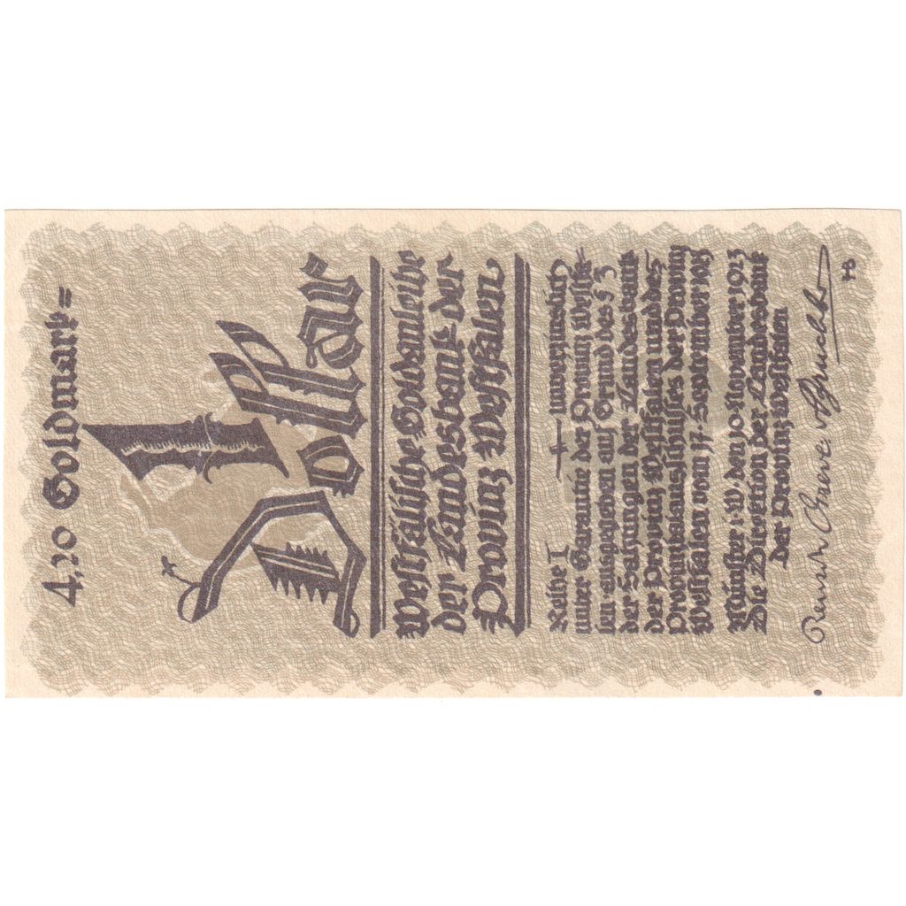 Deutschland, Provinz Westfalen, 4.2 Gold Mark, 1923-11-19, UNZ-