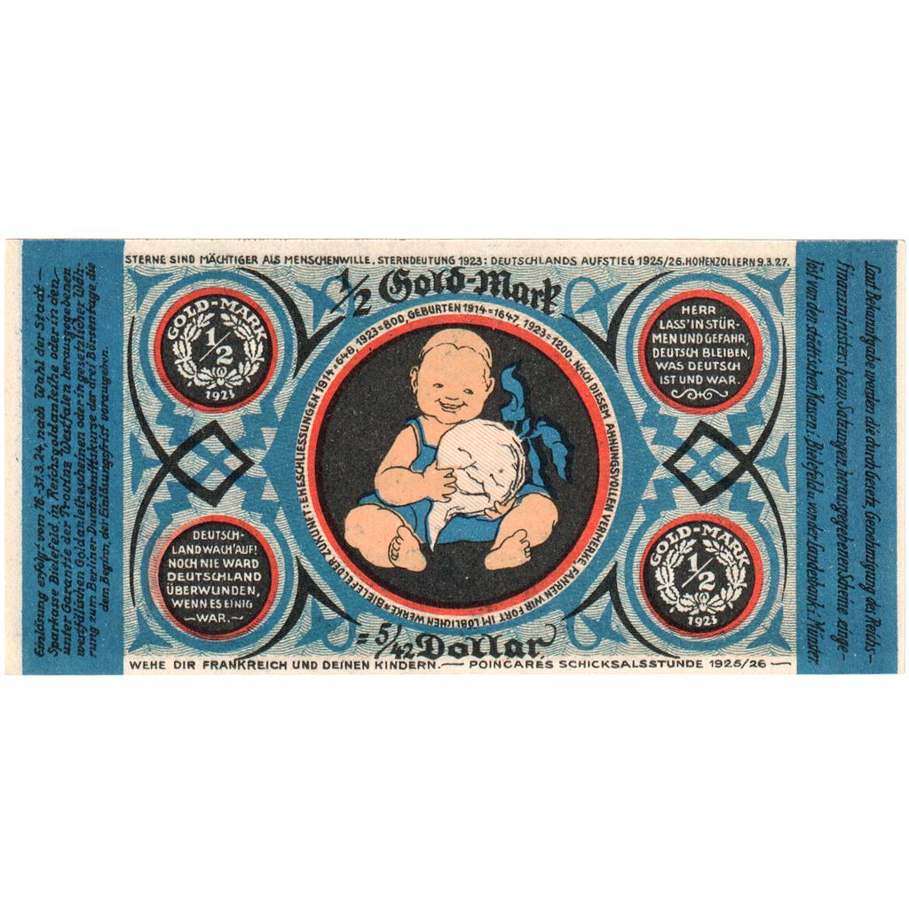 Niemcy, Bielefeld, 1/2 Gold Mark, UNC(63)