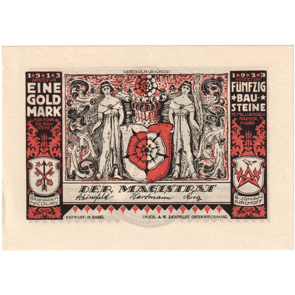Duitsland, Osterwiecker am Harz, 1 Gold Mark, SPL, Grabowski:264