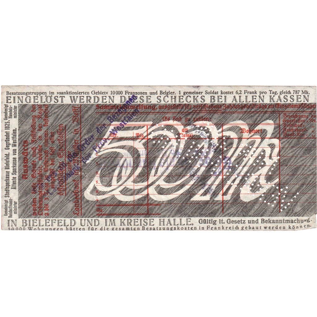 Niemcy, Bielefeld, 500 Mark, AU(50-53)