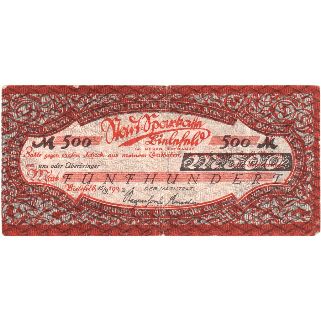 Niemcy, 500 Mark, VF(20-25)